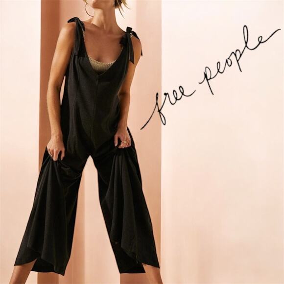 Free People Beach Alice One Piece Jumpsuit Black Size XS Oversized Fit Boho - Picture 1 of 12
